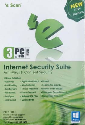 eScan Internet Security Suite with Cloud Security 3 PC 1 Year