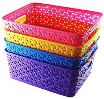 Xllent Plastic Plastic Baskets with Handle/Multipurpose Storage Basket/Storage Basket Storage Basket