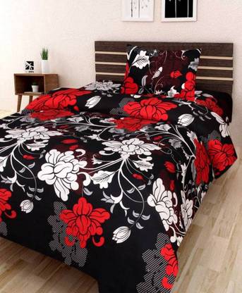 MS NAKHRO Polycotton Single Flat 104 TC 3D Printed Bedsheet