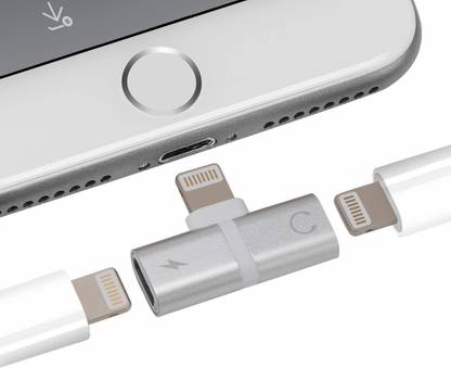 VOLTegIC Silver Adapter & Splitter 2in1 Lightning Headphone Audio & Charge Adapter Phone Converter