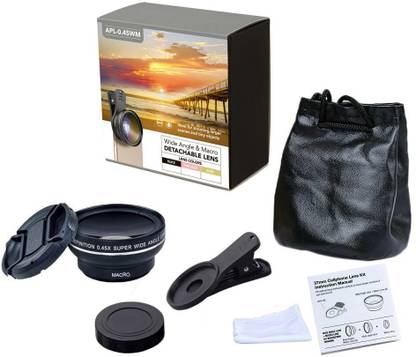 VOLTegIC ™ 2 in 1 0.45X Super Wide Angle Lens 12.5X Macro Lens, Clip On Lens Attachment Kit Mobile Phone Lens