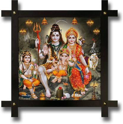 Poster N Frames Poster And Frame Shankar Bhole Nath Parivar Poster | Best Gifting Option Digital Reprint 16.5 inch x 16.5 inch Painting