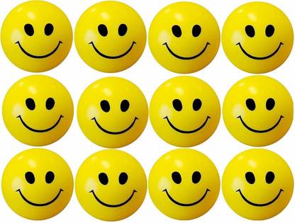 Arham Smiley face Squeeze Soft Foam Ball for Kids Pack of 12 Ball  - 34 mm