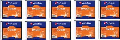 Verbatim DVD Recordable 4.7GB DVD-R Slim Case 10 Pack 4.7 GB