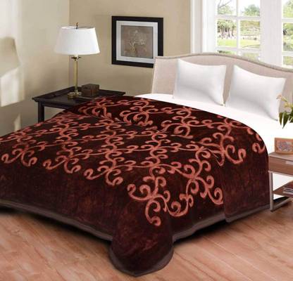 Indigocart Floral Double Mink Blanket for  Mild Winter