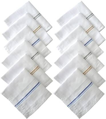bilAnca Men's Cotton Plain Hankies Rumal roomal (White, XL)- 12 Pieces ["White"] Handkerchief