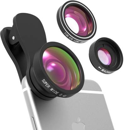 RHONNIUM ™0.4X Super Wide Angle Lens, 2 Detachable Clamps, 180 Degree Camera Lens Mobile Phone Lens