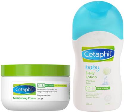 Cetaphil Moisturising Cream Face & Body (250gm) plus Baby Lotion (400ml)