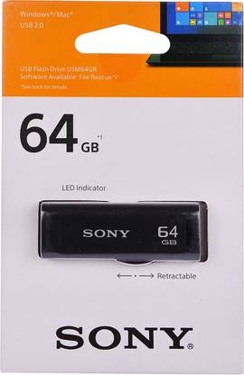 SONY Micro Vault 64 GB Pen Drive Compatible with Desktop Computer, Laptop USB 2.0 Plastic Case
