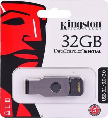 KINGSTON DataTraveler SWIVL 32 GB Pen Drive Compatible with Desktop Computer, Laptop, Netbook USB 2.0, USB 3.0, USB 3.1 Metal Case