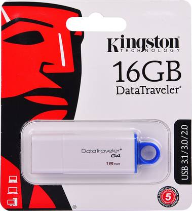 KINGSTON DataTraveler G4 16 GB Pen Drive Compatible with Desktop Computer, Laptop, Netbook USB 2.0, USB 3.0, USB 3.1 Plastic Case