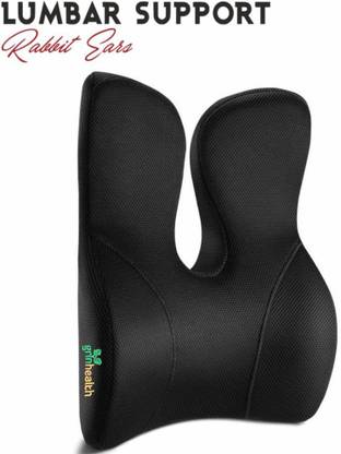 Grin Health Orthopedic Lumbar Support Backrest Pillow for Pain Relief (Black: Rabbit Ears) Back / Lumbar Support