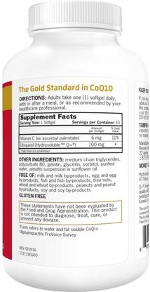 Qunol Mega CoQ10 Ubiquinol, 100 mg 60 no.s Vitamins Softgel