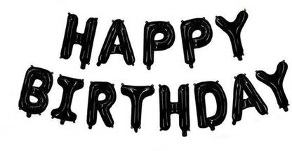 बशनस्प्लाश सॉलिड Black Happy Birthday Foil Balloon Party Decoration लेटर बैलून