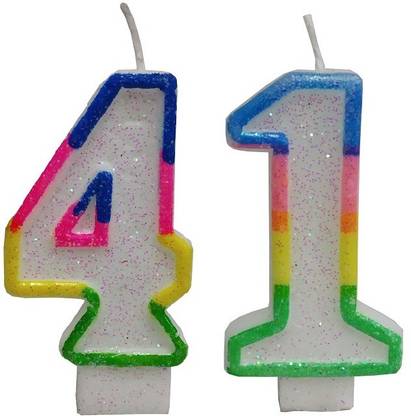 Stylewell Two Digit ( Number 41 ) Rainbow Border Glitter Candle for Birthday Candle