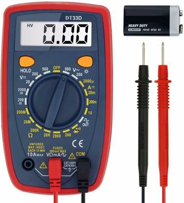 Techtest New DT33D multimeter digital Square Wave Signal Output low price probe ac dc pocket best battery meter electrical leads set mini repair small size testing lead true tester wire capacitance Blue Backlight Mini Voltage LCD Electronic Tester Handheld Small Portable AC/DC Ammeter Voltmeter Resistance Diode detection Digital Multimeter