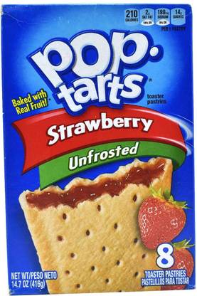Pop Tarts Toaster Pastries, Strawberry Unfrosted, 8 pack - 416g Box