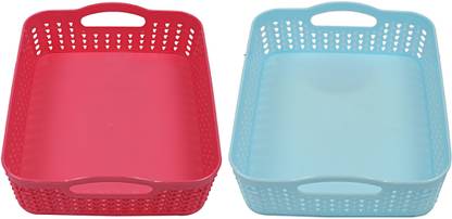 KUBER INDUSTRIES Plastic Plastic 2 Pieces Multipurpose Storage Basket Set (Multi) Storage Basket
