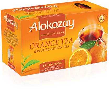 Alokozay Premium Tea, Orange Tea, 25 Tea Bags - 50g Orange Instant Tea Bags Box