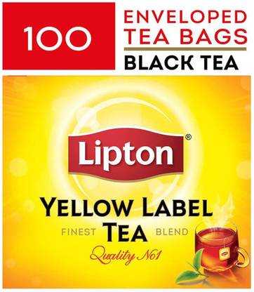 Lipton Yellow Label Finest Tea Blend, Black Tea (100 Tea Bags) - 200g Unflavoured Tea Blend Bags Box