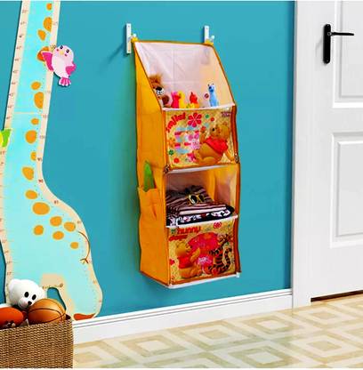 PIKIPOO Multipurpose Hanging Organizer 4 Shelves Non Woven Foldable Wardrobe/Closet Organizer Collapsible Wardrobe for Regular Garments Shoes Storage Hanging Rack L 35 x B 23 x H 100 cm Pre-Assembled Closet Organizer