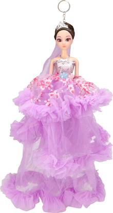 Johnnie Boy Fashion Doll black hair In Beautiful Net Dress And Movable Arms ( PURPLE) )