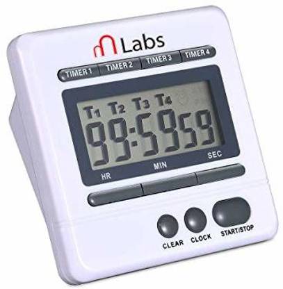 mLabs 4 Groups Simultaneous Timing Digital Countdown Timer Clock Digital Kitchen Timer