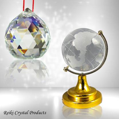 REIKI CRYSTAL PRODUCTS Vastu Feng Shui Crystal Ball & Glass Globe Decorative Showpiece - 4 cm