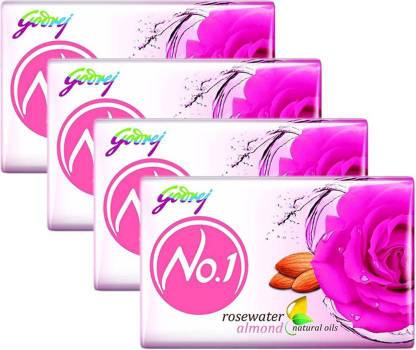 Godrej No.1 rosewater and almonds 100 gm soap (pack of 4)