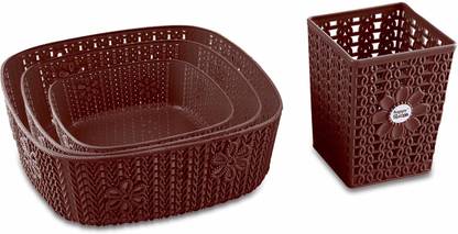 Flipkart SmartBuy Plastic Combo Of 4 Multi-Size Multipurpose Basket Storage Storage Basket