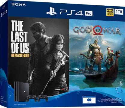 SONY PS4 Pro 1TB Console with Extra controller(Black) 1000 GB with The Last Of Us: Remastered, God of War