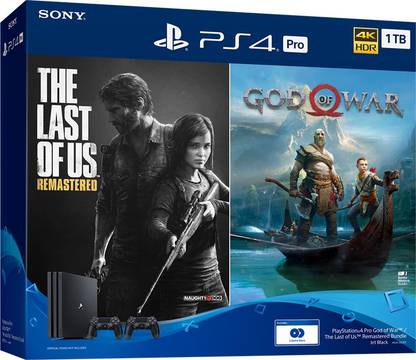 SONY PS4 Pro 1TB Console with Extra controller(Black) 1000 GB with The Last Of Us: Remastered, God of War