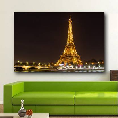 Eiffel Tower at Night Paris,France HD Wallpaper No Framed 2ft X 4ft Canvas Art