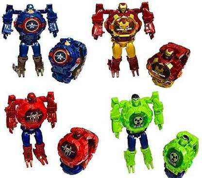 TS Playy Captain America Iron Man Spider Man Hulk Avenger Transformer Robot Toy
