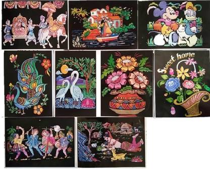 shakti Emboss Painting Kit, 38x50cm (Red, Green, Blue, Yellow, White and Brown)-Pack of 9