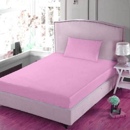 SINGHS VILLAS DECOR 254 TC Cotton Single Solid Fitted & Flat Bedsheet