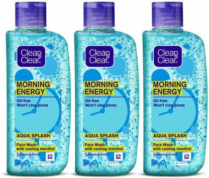 Clean & Clear Aqua Splash, Blue, (Pack of 3) Face Wash
