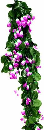 SHOPEE 5 Strings Artificial Hanging Orchid Rose Shaped Flowers (Purple) (2.5FT Each Strings) Garland