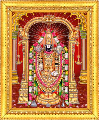BCOMFORT Lord Balaji golden and silver zari work Religious Frame