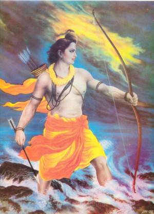 Razwada 80 cm beautiful ram ji with bow and arrow unique Self Adhesive Sticker