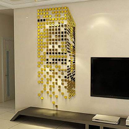 Yutiriti 3 cm 300 Pcs 3D Acrylic Square Mirror Wall Stickers for Home Office Décor Self Adhesive Sticker