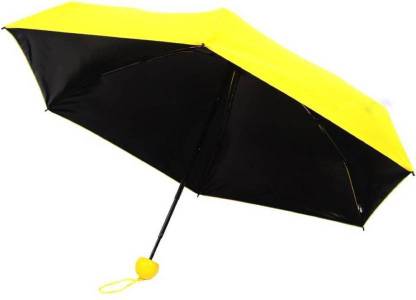 MEZIRE Mini UV Coated 4-Fold Travel Capsule Umbrella, 85 cm Sunflower Yellow Umbrella