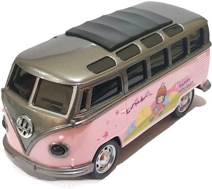 Bestie Toys Diecast Camper van Beach Theme Pull Back Toy Model (PINK)
