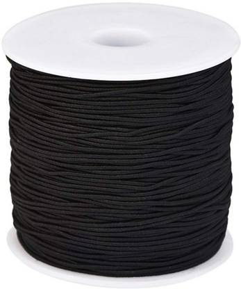 DIY Crafts Black Elastic Cord Beading Threads Stretch String Fabric Crafting Cords(1mm/100m)