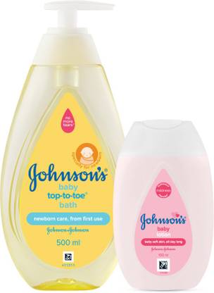 JOHNSON'S Baby Top to Toe Baby Bath (500ml) with Baby Lotion (100ml)