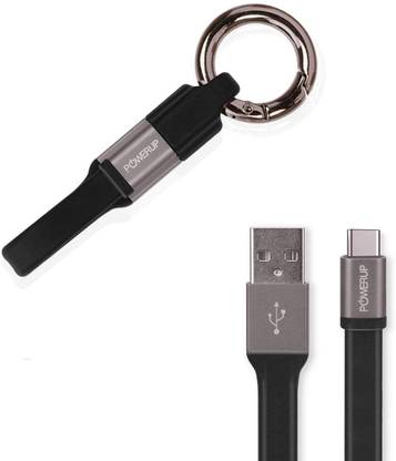Power Up USB Type C Cable 0.12 m Key-chain Design Multi Function USB-C to USB-A Mini Portable 12cm Lightning 2.4A Syncing Cable