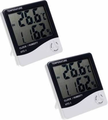 Trendyby Clock-New (Pack of - 2) Hygrometer Humidity Meter with Temp and Clock Display Digital Thermometer (White) Thermometer