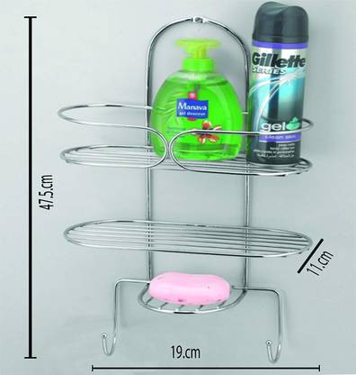 Lifetime Bathroom Rack/ Wall Mounted Rack with Two Hooks for Hanging Regular Organizer