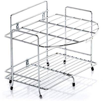 Regalo Water Dispenser Kitchen Rack Steel Double Layer Stainless Steel Kitchen Water Filter/RO Stand Rack