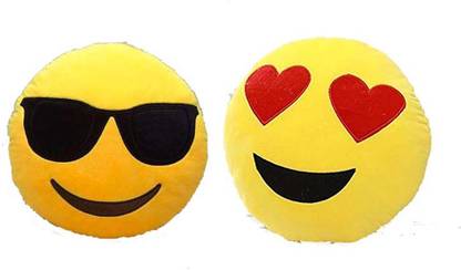 soniya enterprises Smiley Face Emoji Crazy Soft Plush Pillows (Yellow). Pack of 2 Set.  - 30 cm